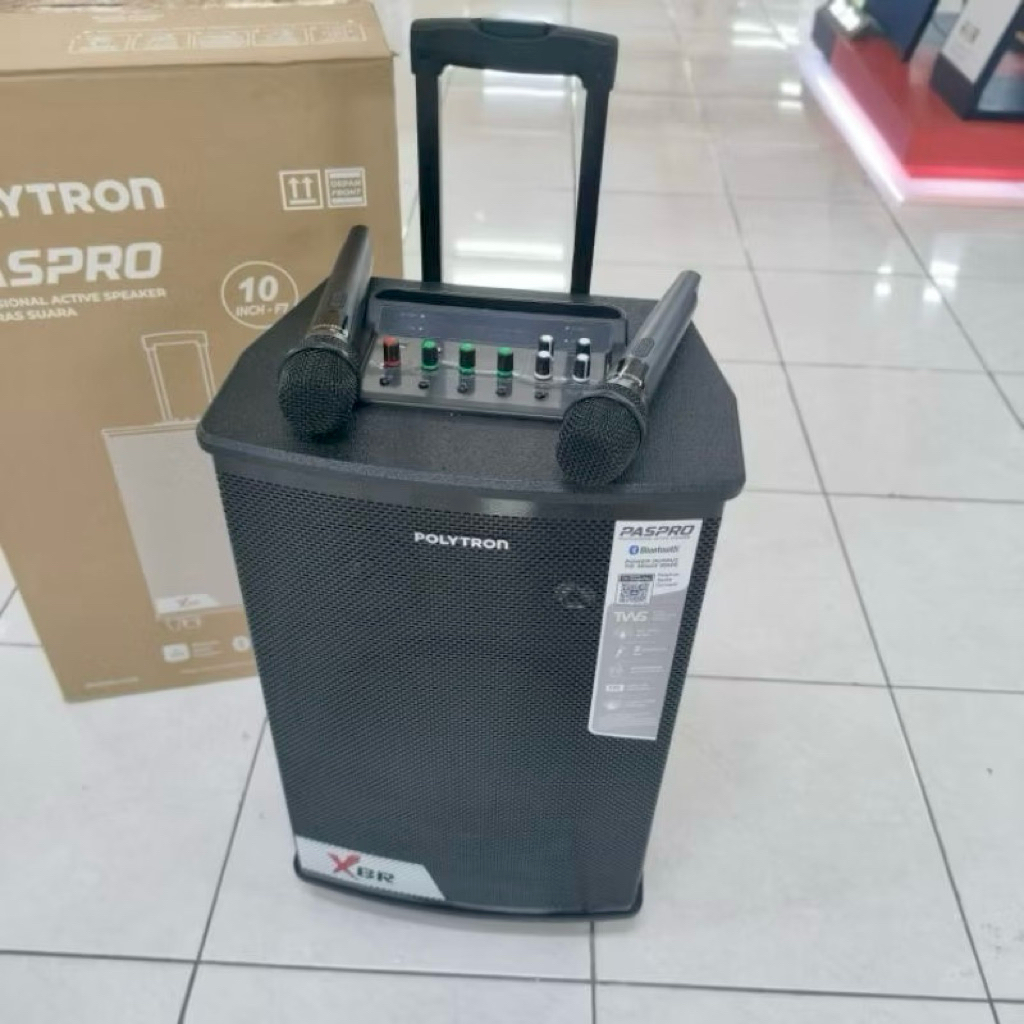 Speaker POLYTRON PAS-PRO 10F7 Speaker Aktif Portable. 2 mic wireless. Dual Power Woofer 10 Inch
