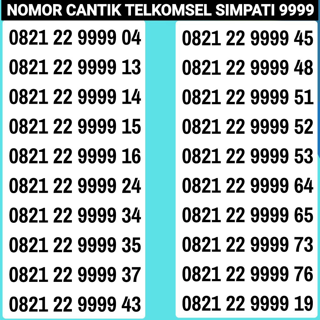 NOMOR CANTIK SIMPATI TELKOMSEL SIMPATI KWARTED 9999/8888