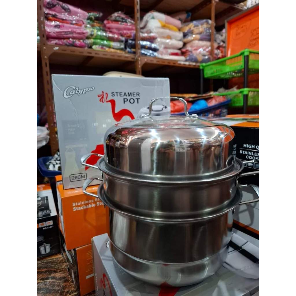 Panci Steamer Pot Stainless Susun 3 CALYPSO / Panci Steamer Stainless 3 Susun / Steamer Pot 28cm Sus