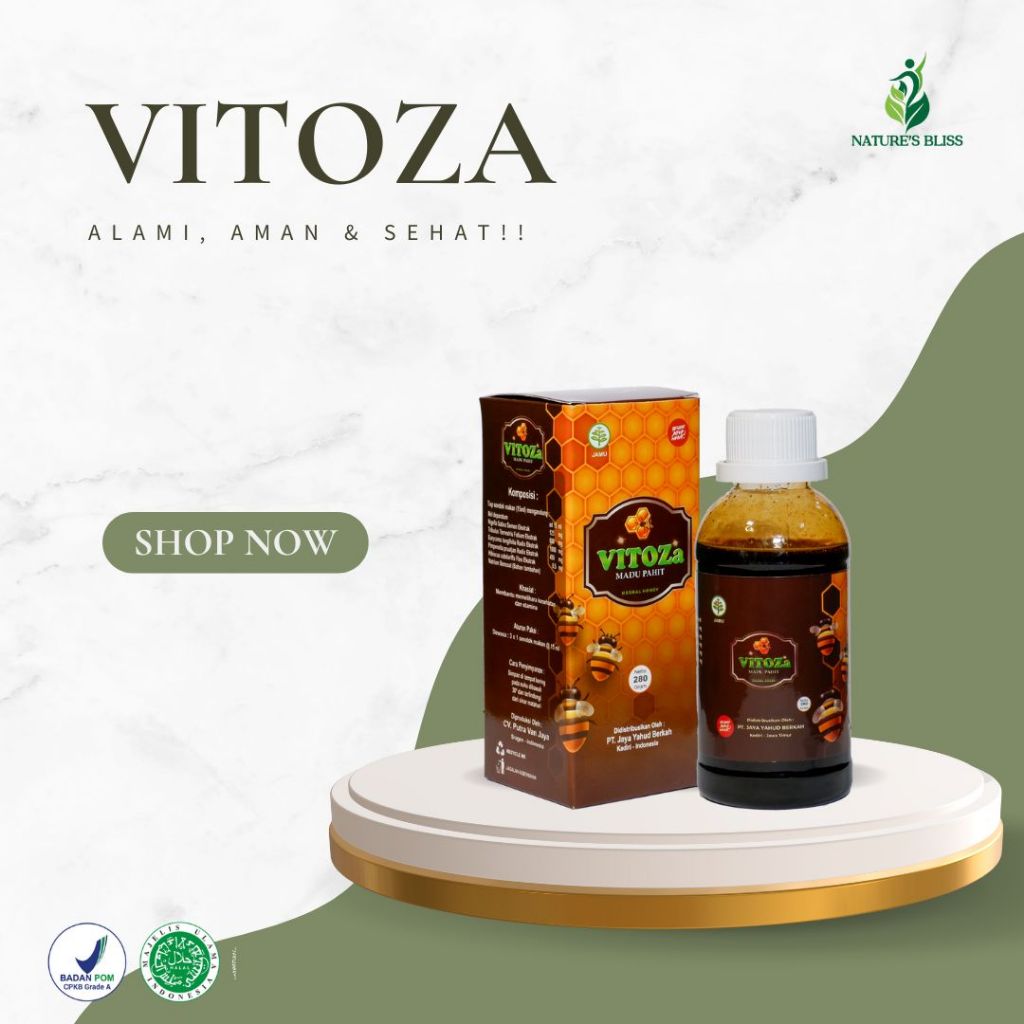 

VITOZA Madu Pahit Herbal 280gr – Obat Asam Urat, Diabetes, Stroke Ringan, Kolesterol, Kebas Kesemutan | BPOM & Halal