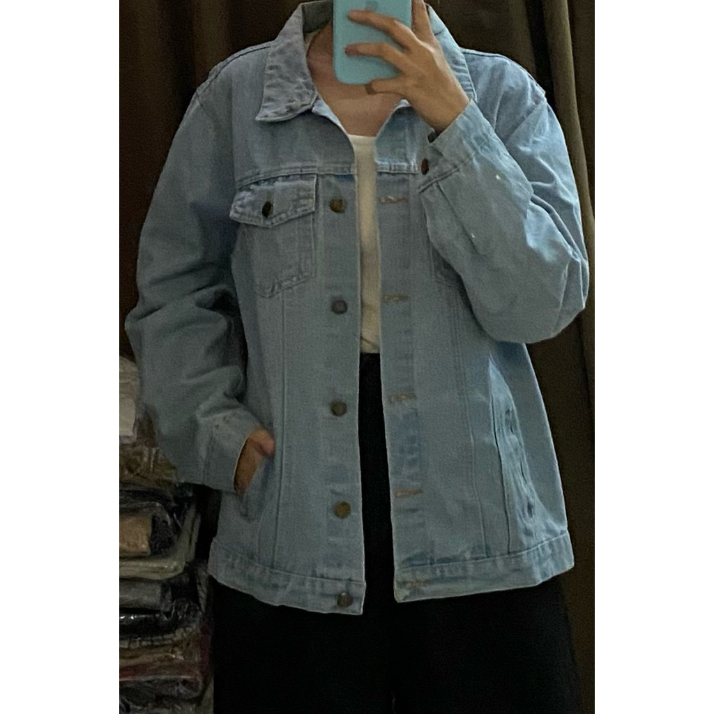 [PRELOVED] JAKET JEANS DENIM LIGHT BLUE BIRU UNISEX MAN MEN WOMEN WOMAN LAKI CEWE WANITA GOOD CONDI