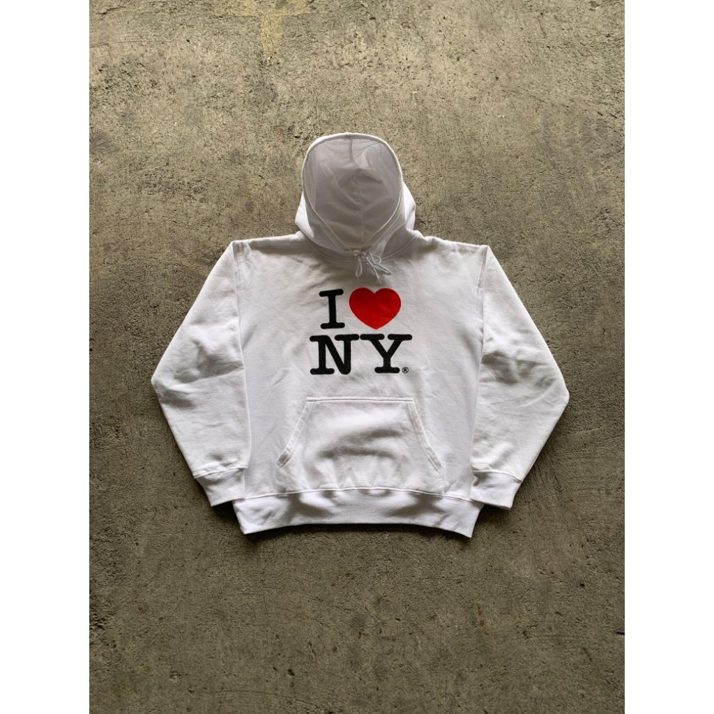 2000's I Love NY White Hoodie