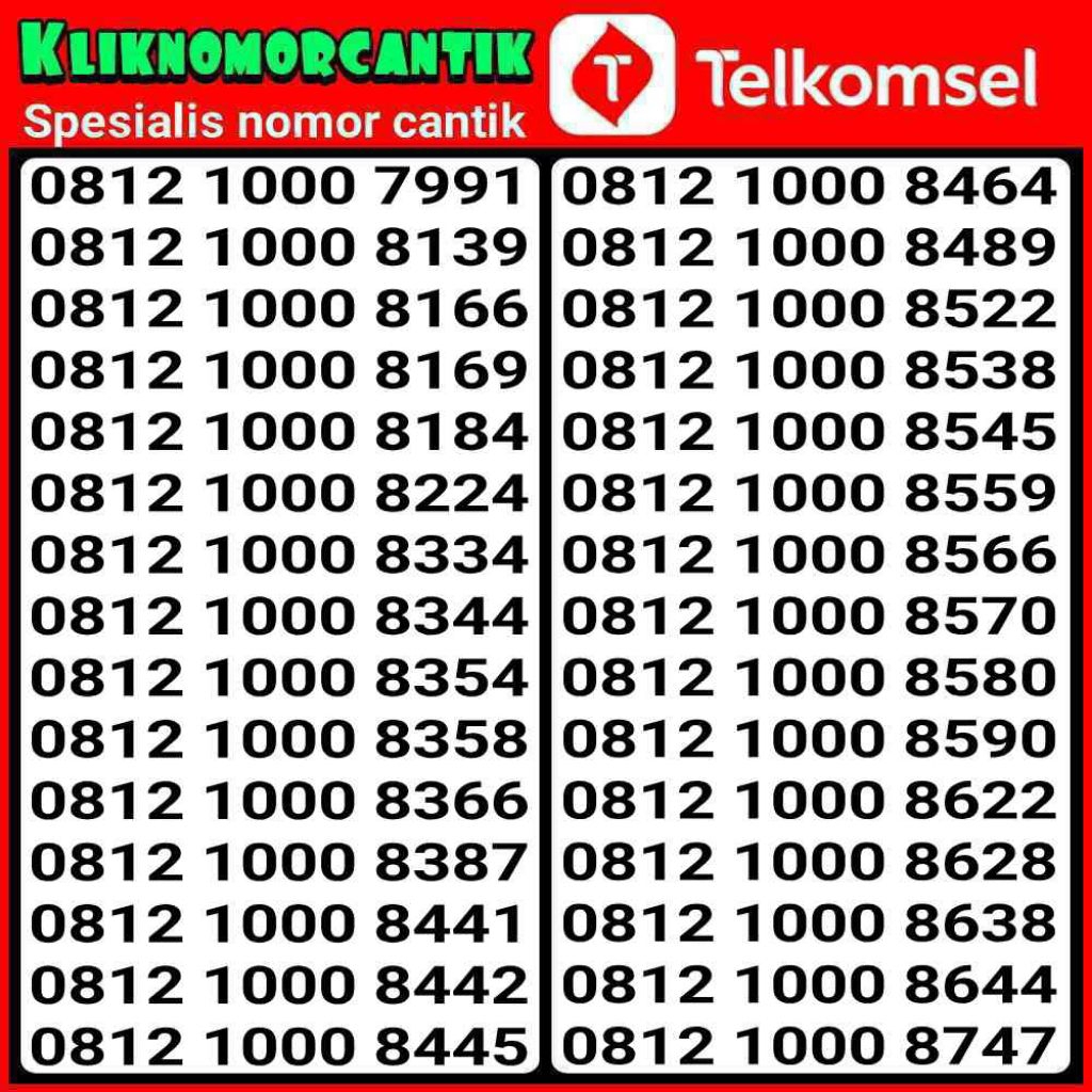 nomor cantik simpati 4G&5G Telkomsel simpati seri 1000 A7