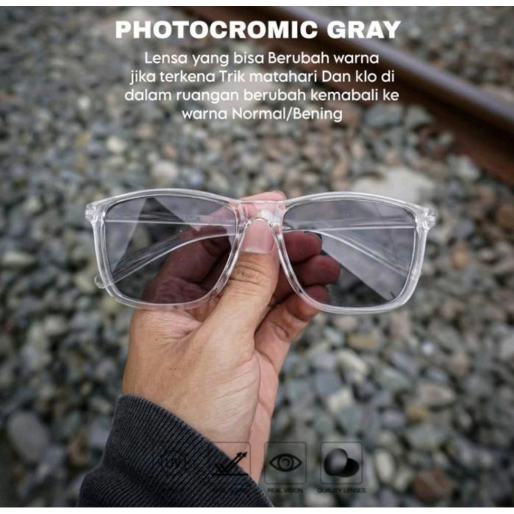 kacamata Vincent lensa photocromic normal/minus/cyl/plus/progresive