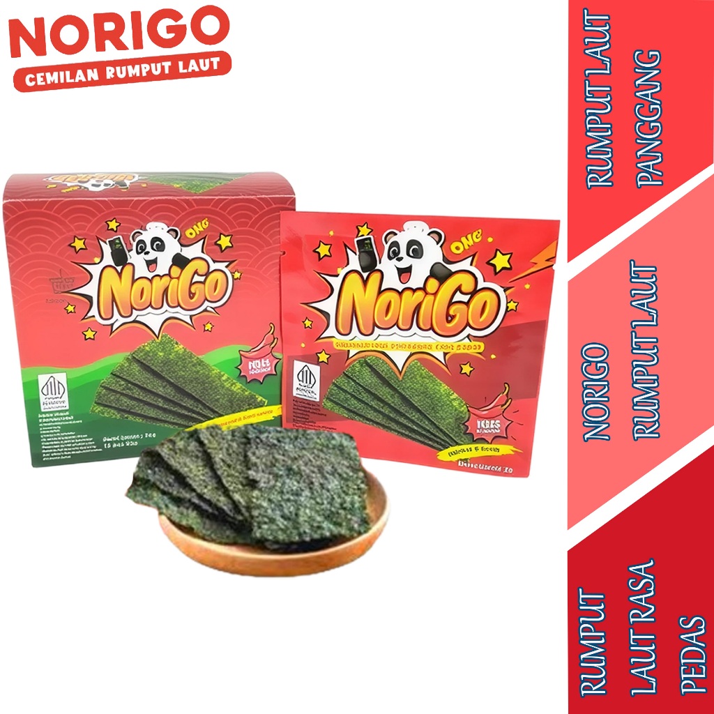 

Rumput Laut Rasa Pedas - Norigo - Rumput Laut Panggang - 1box Isi 12pcs