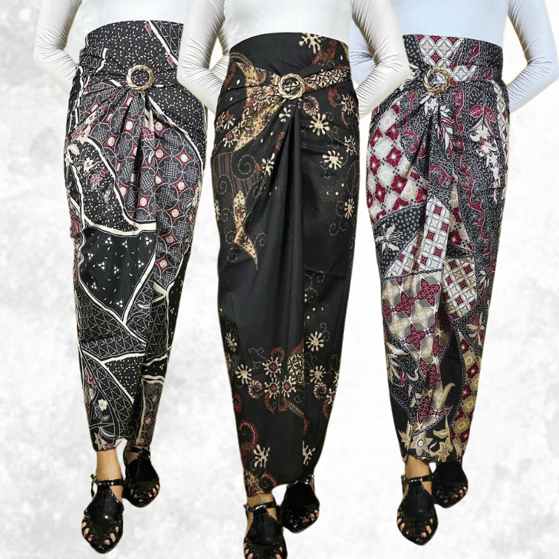 Rok Lilit Batik Songket Biru Wanita – Model Elegan Bawahan Kebaya Wisuda + Bonus Ring