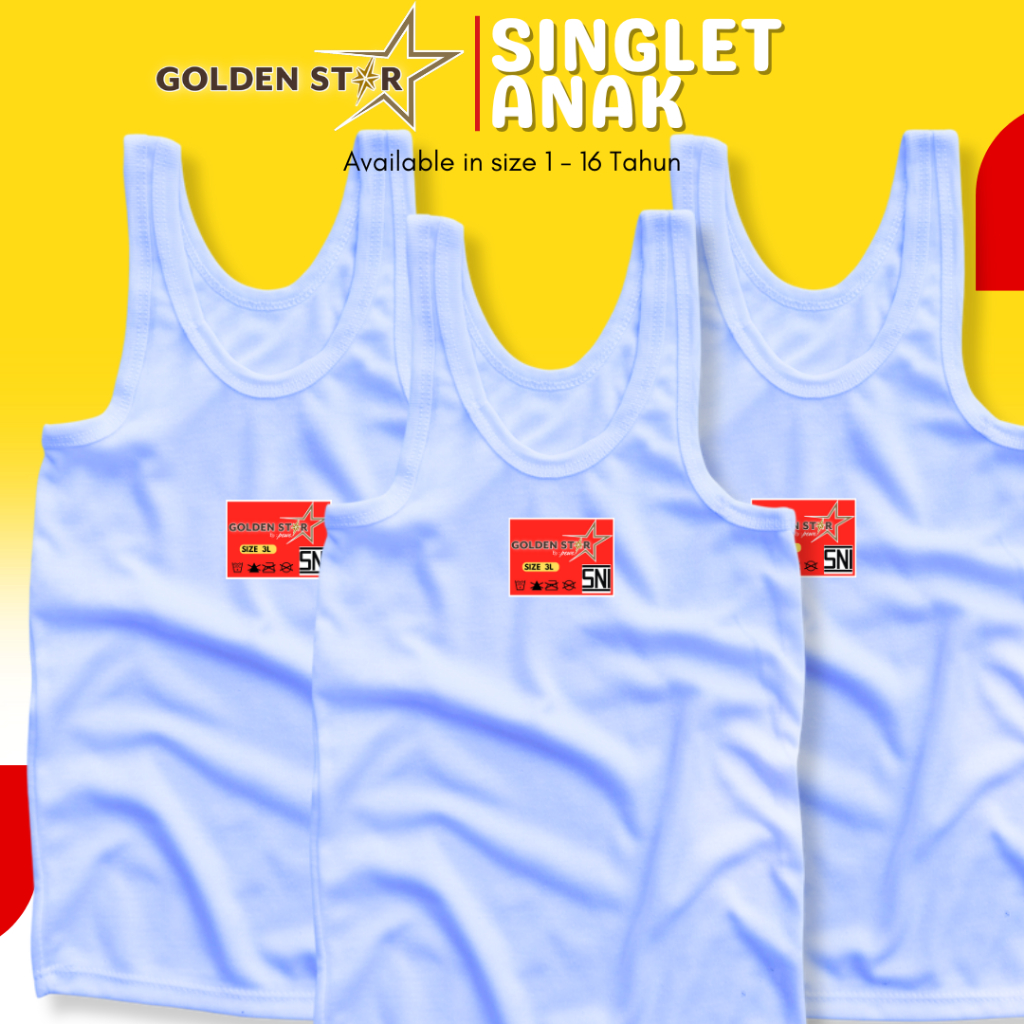 6 pcs singlet anak putih/kaos dalam anak putih polos tanpa bolong bolong/singlet anak cowo putih/ 6 
