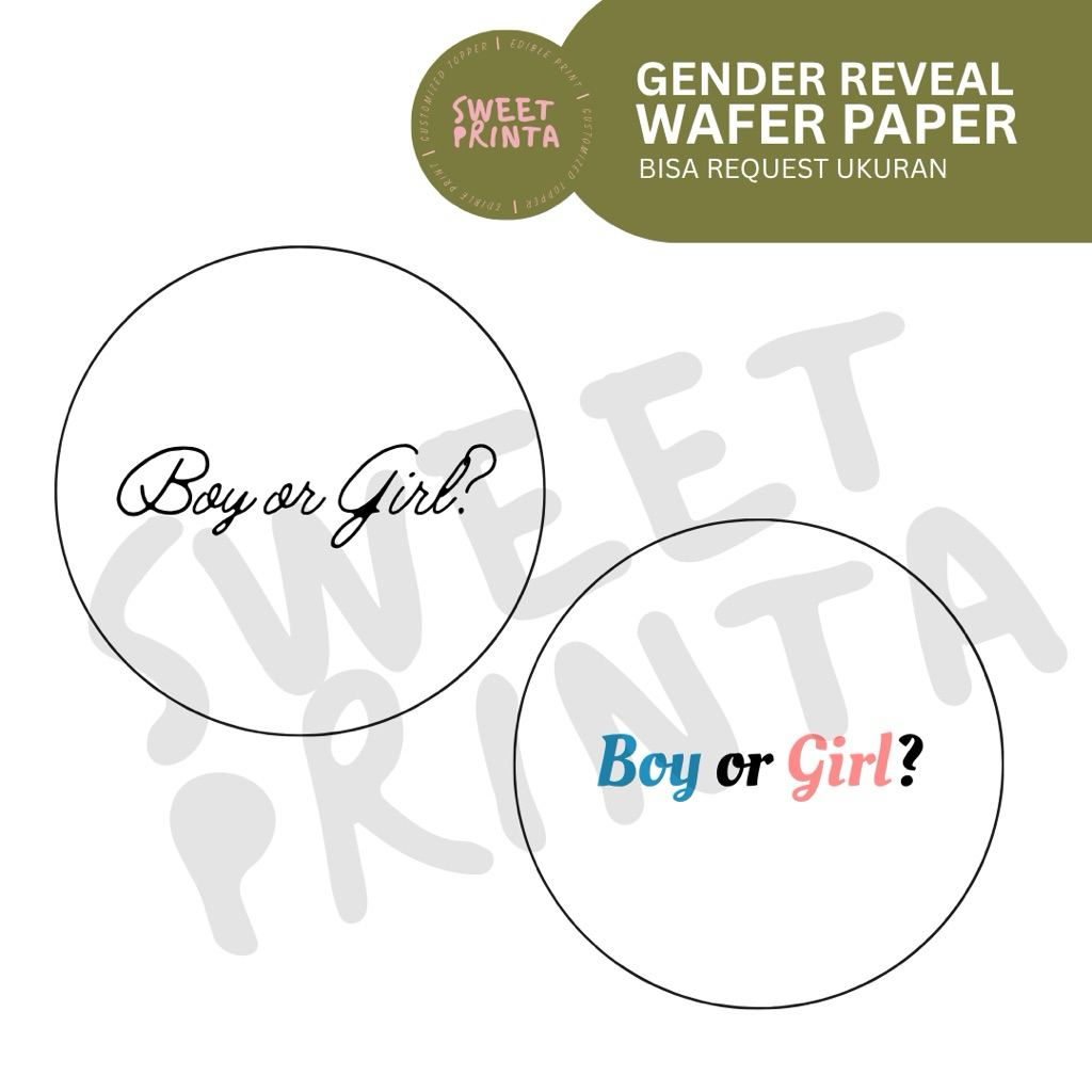 

GENDER REVEAL WAFER PAPER EDIBLE PRINT