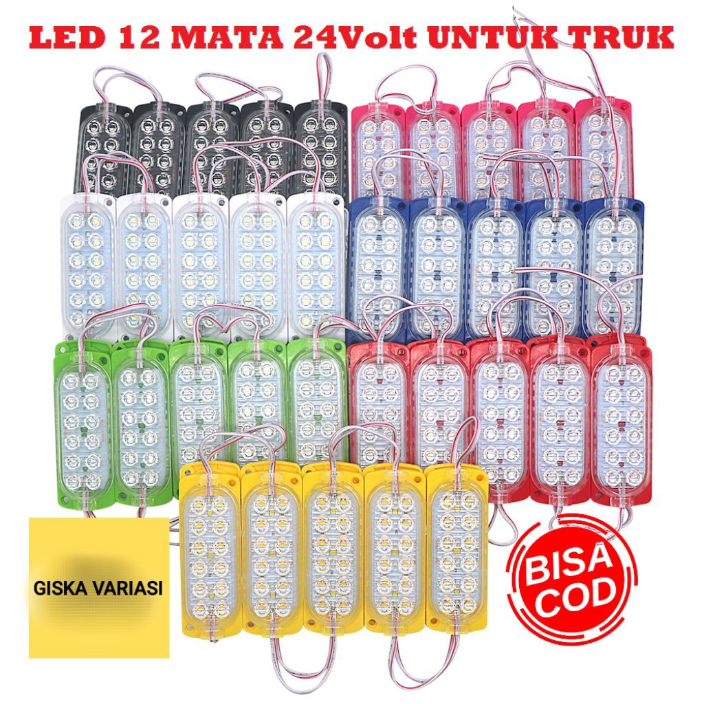 LAMPU BAK TRUK VARIASI 12 MATA LED 24V,lampu bak samping belakang truk 12 mata 24volt 1 pcs