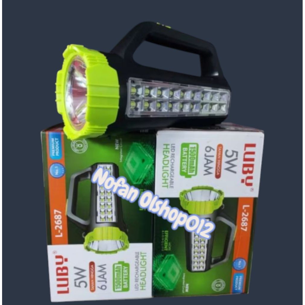 TERBARU SENTER LUBY TANGAN EMERGENCY CHAS CHARGER CAS LUBY 2687 5 WATT 1500mAh SENTER TANGAN LUBY TE