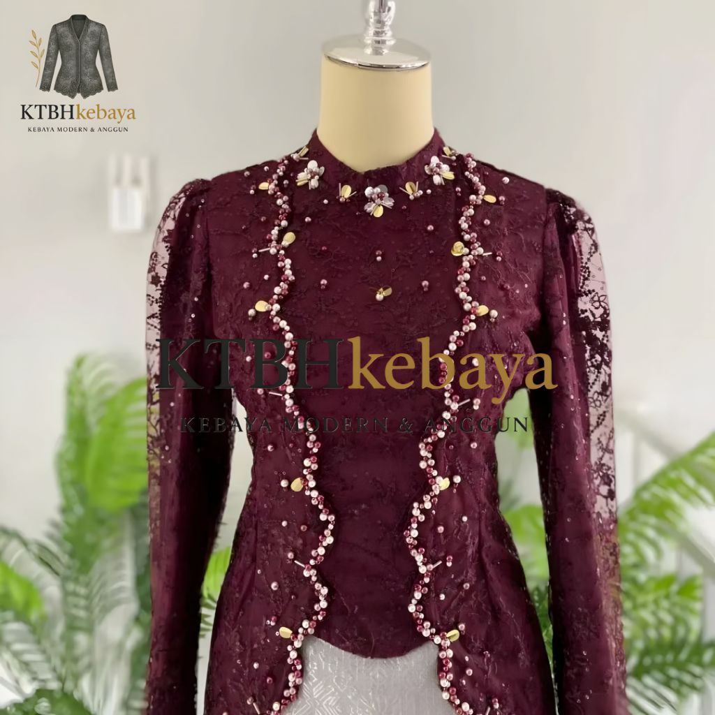 Kebaya Miskha Modern Brokat Payet | Atasan Kebaya Kondangan Hijab Elegan