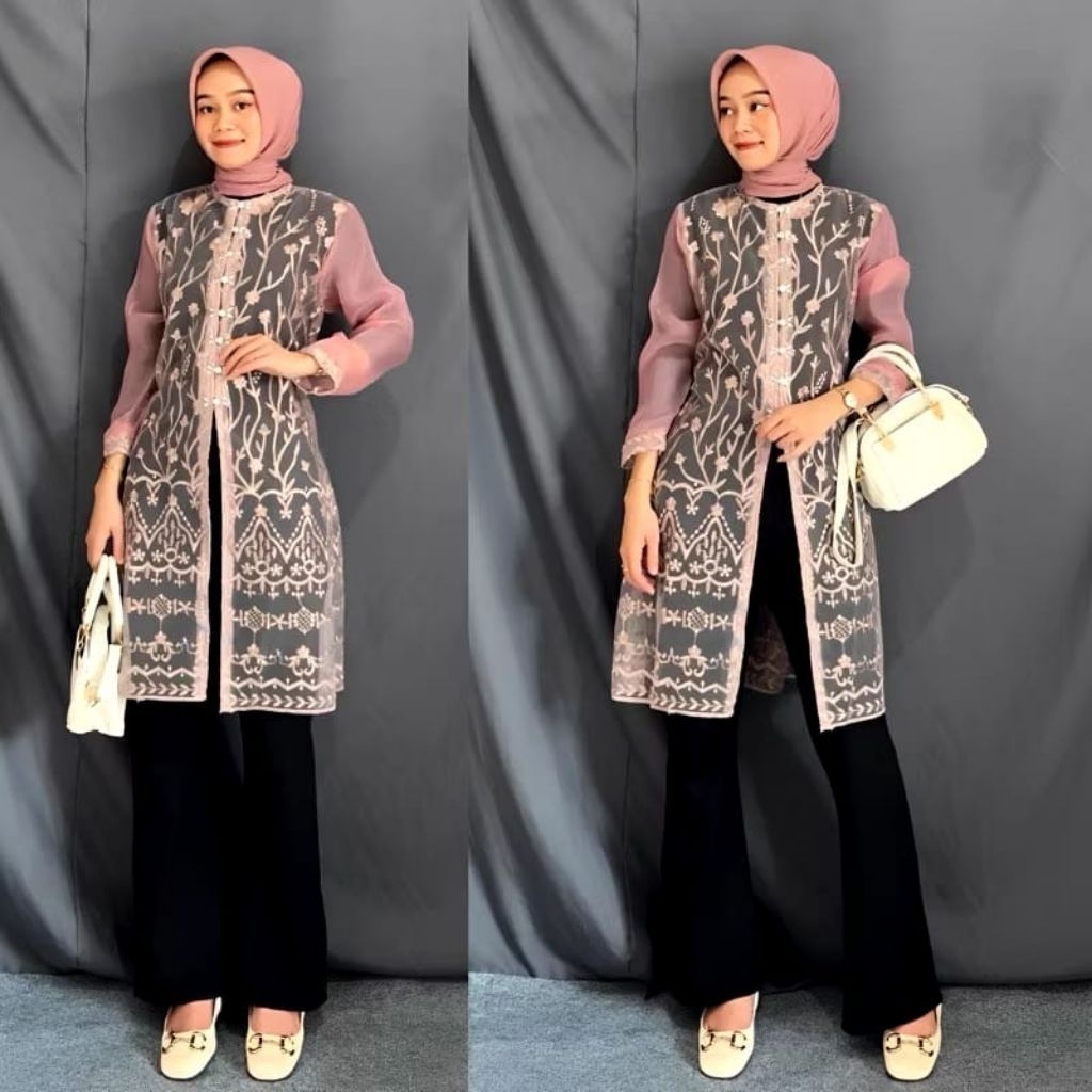 Outer Brokat Tunik/Hadju Outer Brokat kondangan