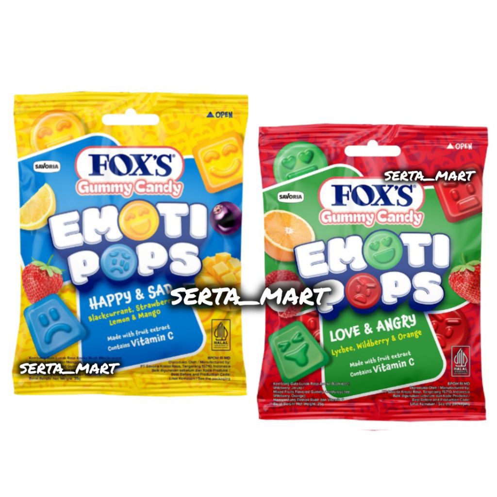 

Foxs Permen Gummy Emoti Pops 35gr - Fox's Gummy Candy Love & Angry / Happy & Sad