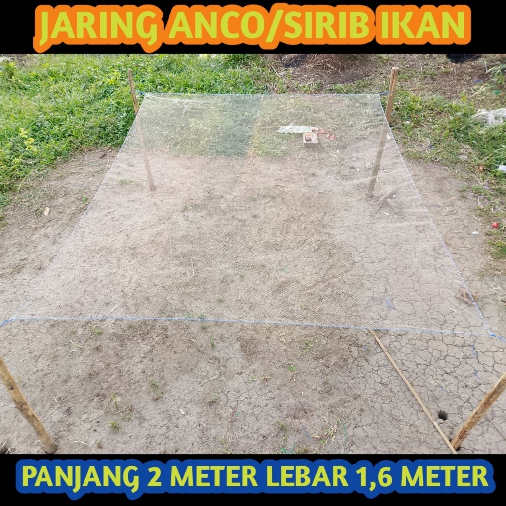 jaring Anco udang ,teri,lunjar,ukuran 1,6 × 2 meter persegi ,branjang, tangkul ikan,sirib ikan