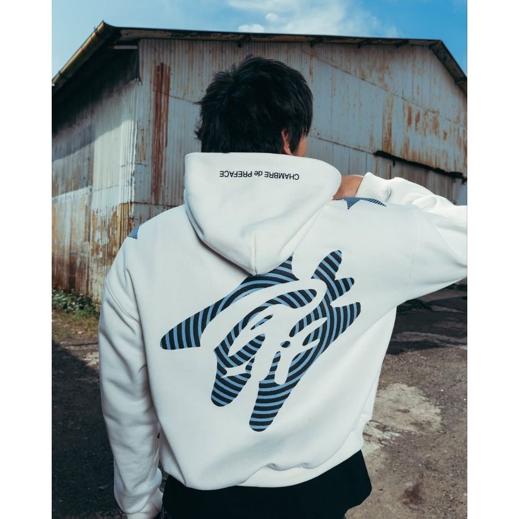 SWEATER HOODIE BOXY OVERSIZE WHITE [ CHMB X PREFACE ] HOODIE PRIA WANITA OVERSIZE