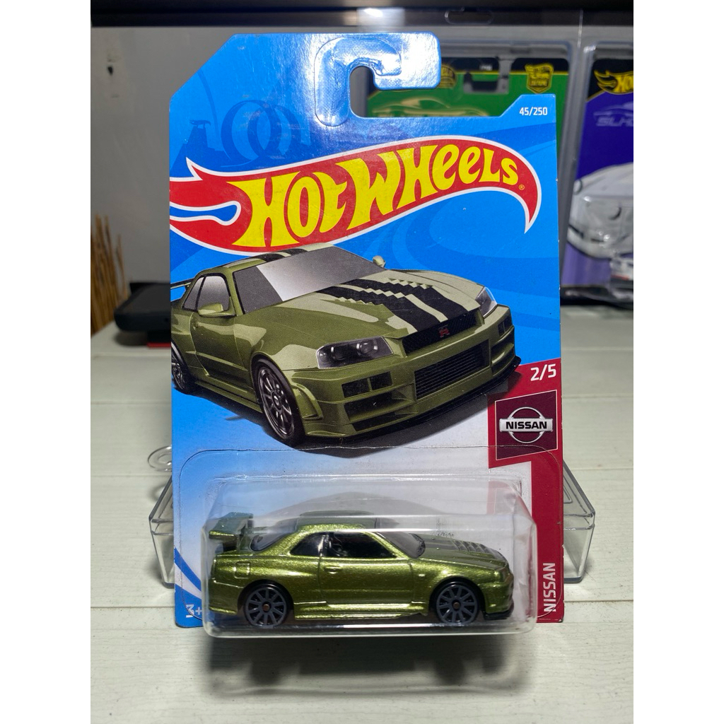 HOTWHEELS NISSAN SKYLINE GTR R34 REGULAR CARD HIJAU