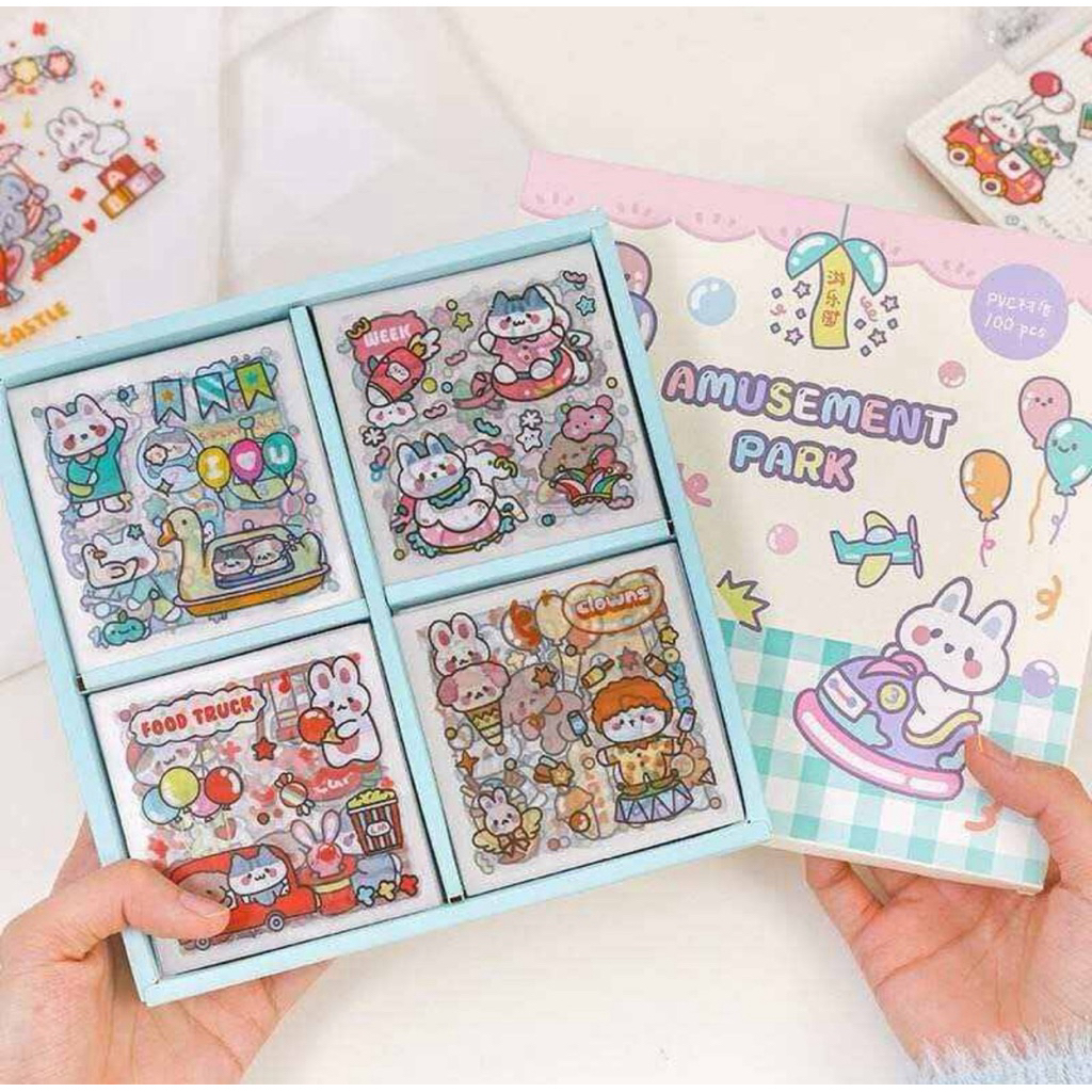 

25 LEMBAR Sticker Korea Aesthetic Anti Air Motif Kartun DIY Buku Diary / Stiker Jurnal / Stiker Tumblr / Stiker Deco / Stiker HP Laptop - Sticker Lucu Kotak