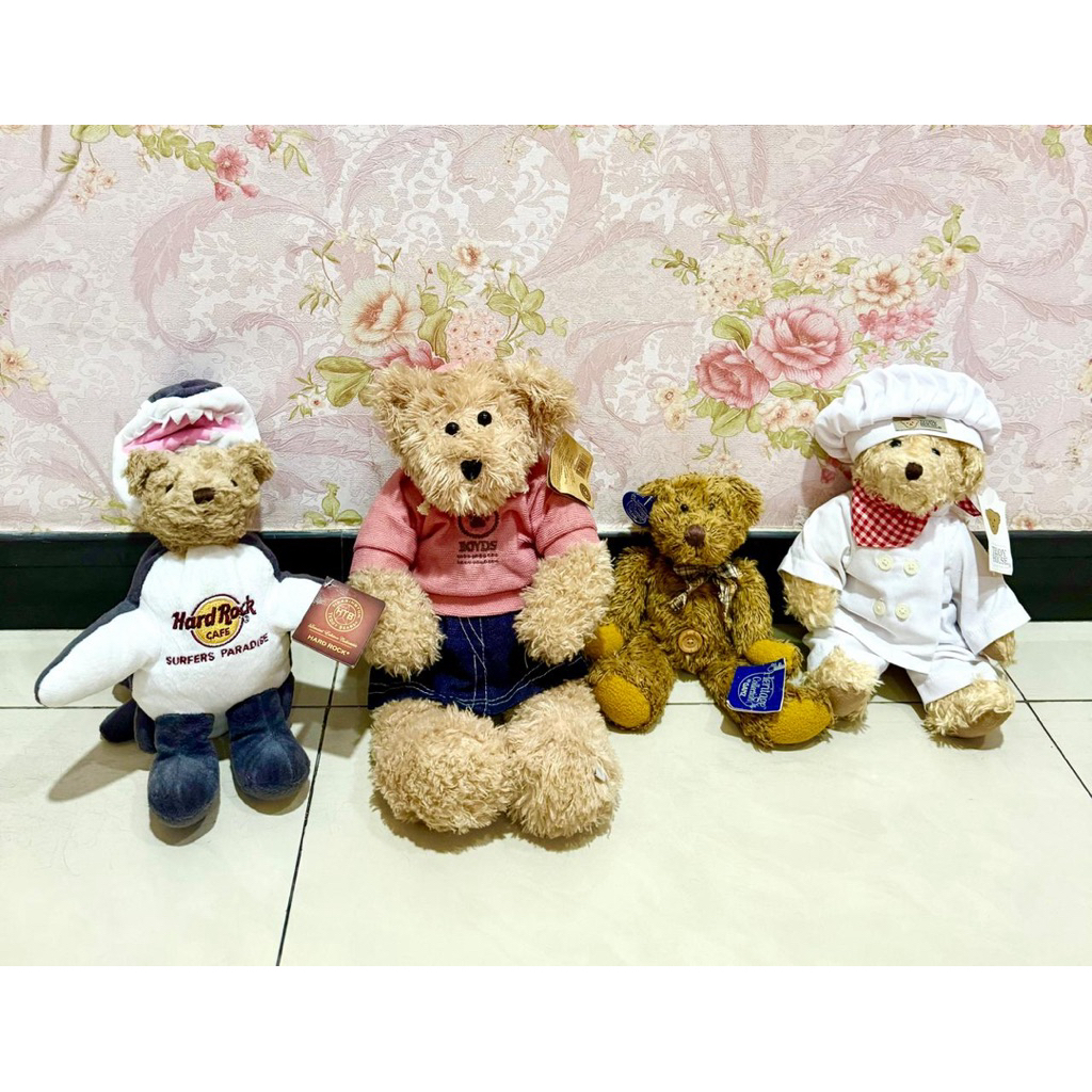 RARE | Boneka Plushie Teddy Bear Boyds, Teddy House, Heritage Ganz & Hard Rock
