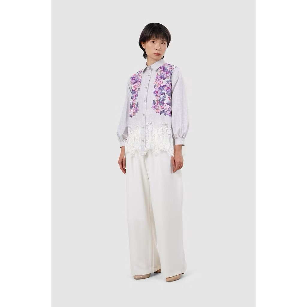 Benang Jarum Eclora Lace Shirt Lavender XS