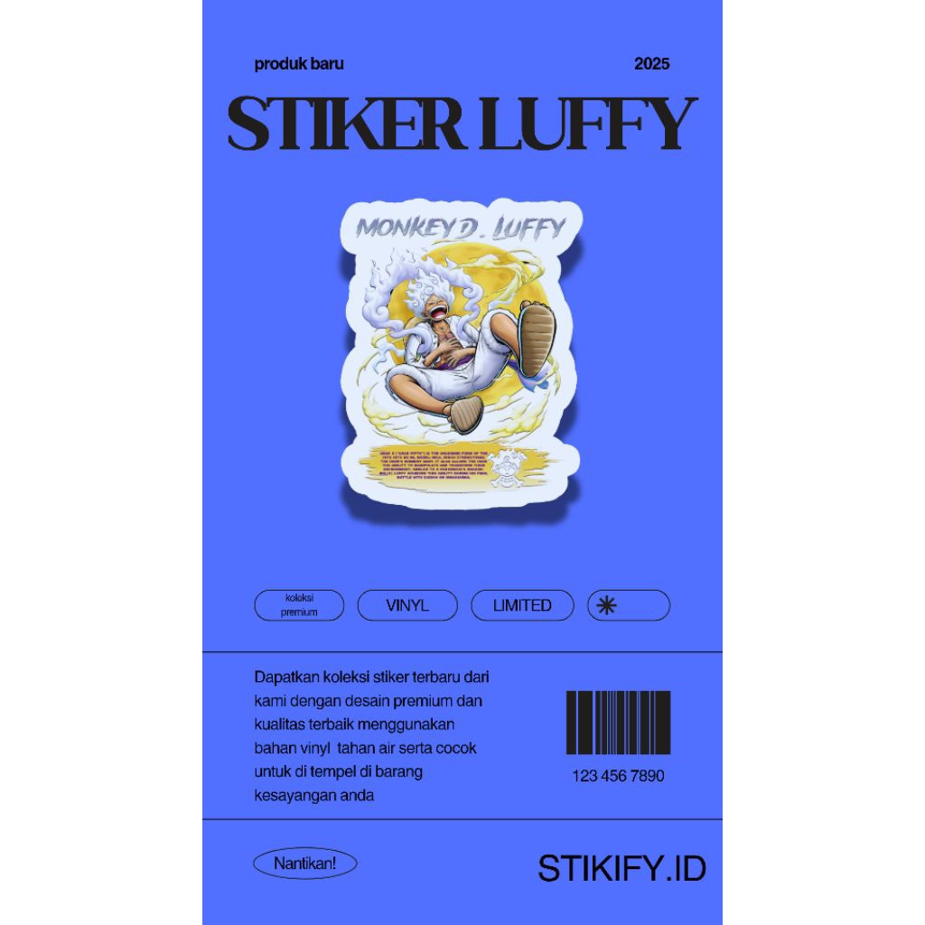 

Stiker Luffy One Piece Premium | Vinyl Anti Air | 1 Desain Pack Keren untuk HP, Laptop, Helm