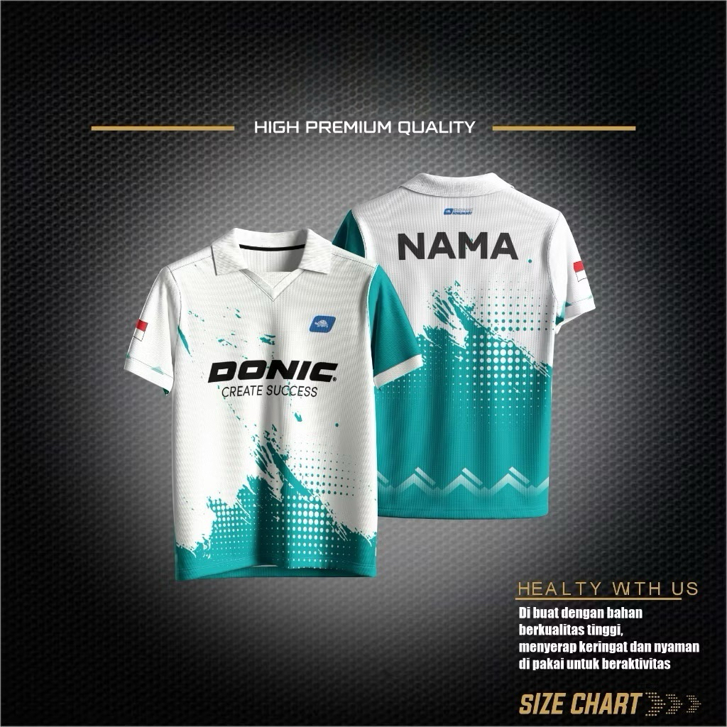 Jersey Pingpong | Baju Tenis Meja | Jersey Tenis Meja Donic Printing Custom Free Name Set