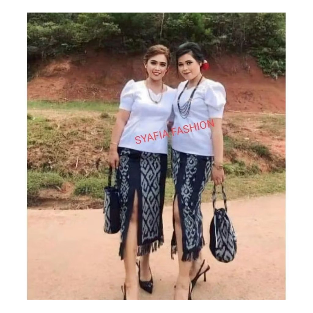 setelan blus rok tenun