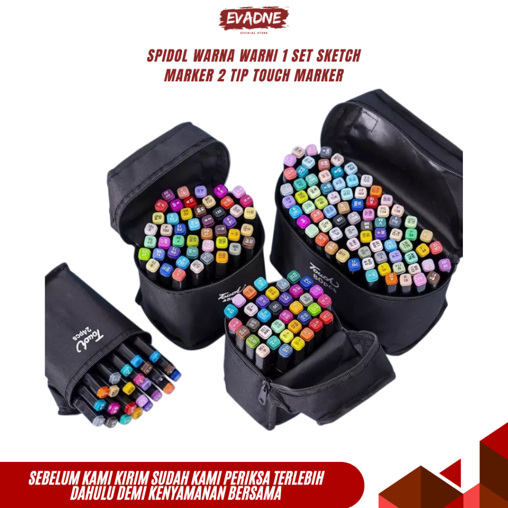 

TODDI Spidol Warna Warni 1 Set Sketch Marker 2 Tip Touch Marker 48/60/80 Warna Lengkap