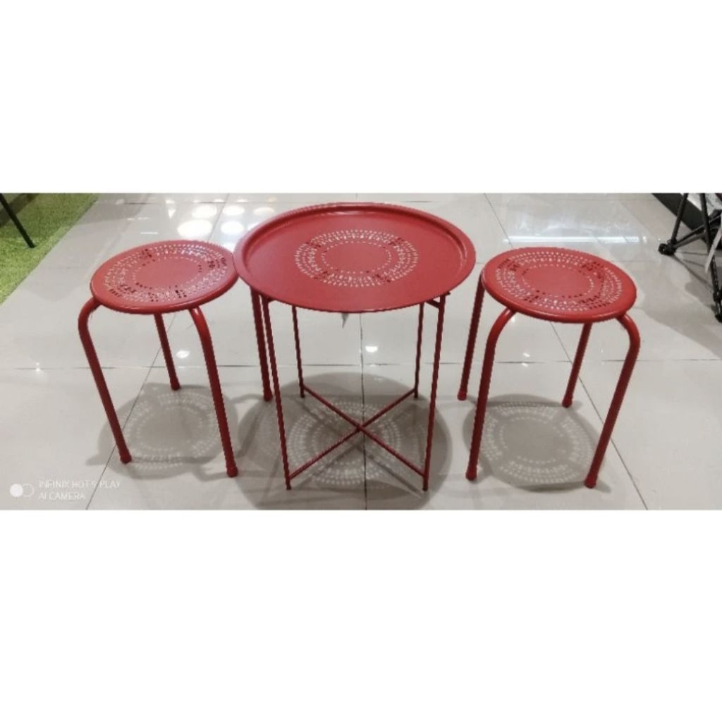 soleil meja teras dengan tray / meja teras / meja besi / set kursi teras