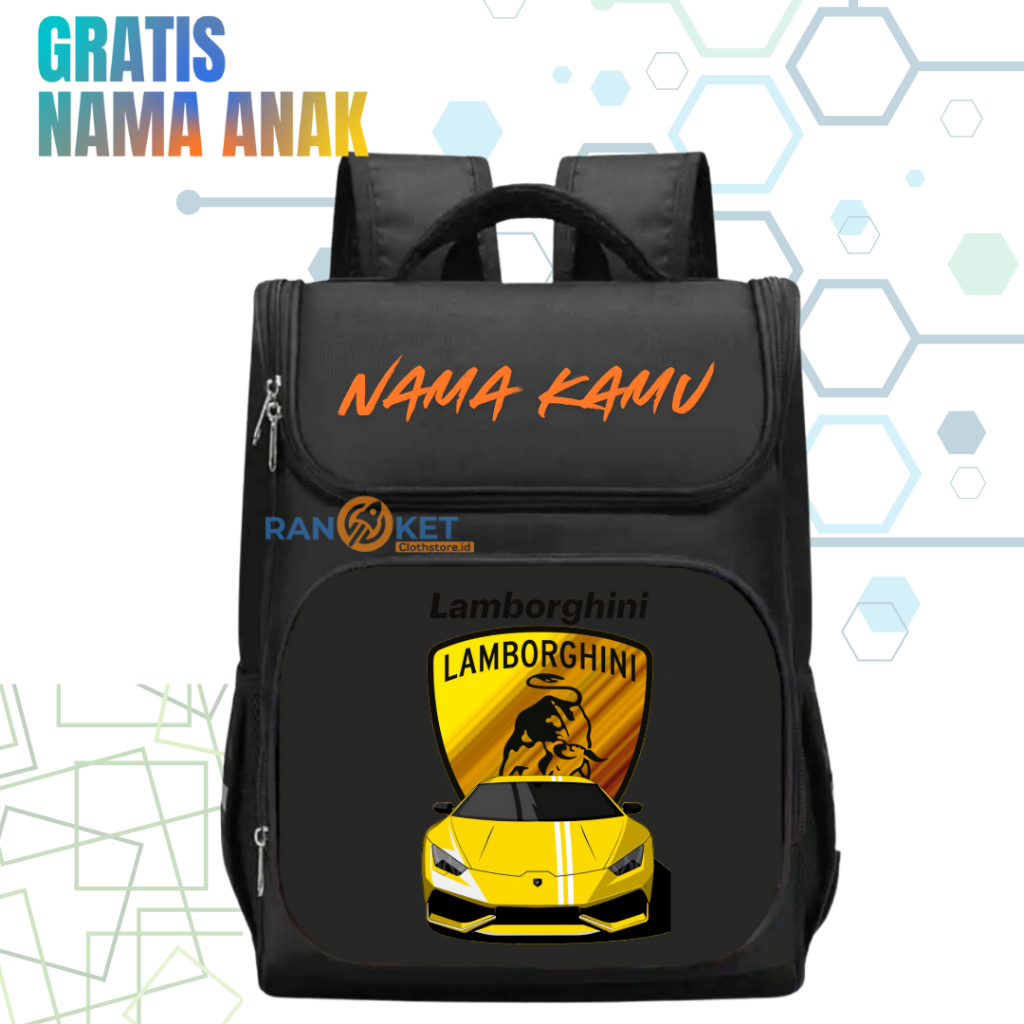 Super Car I Tas Ransel Sekolah Anak TK/SD Mobil Balap Lamborghini I Tas Sekolah Anak SD/TK Mobil Bal