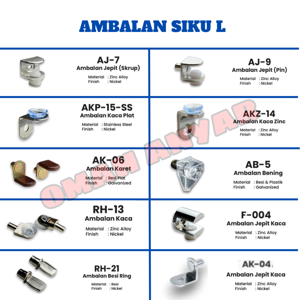 1 BUNGKUS Ambalan Siku L Penjepit untuk Lemari Kayu atau tatakan Kaca SS SS