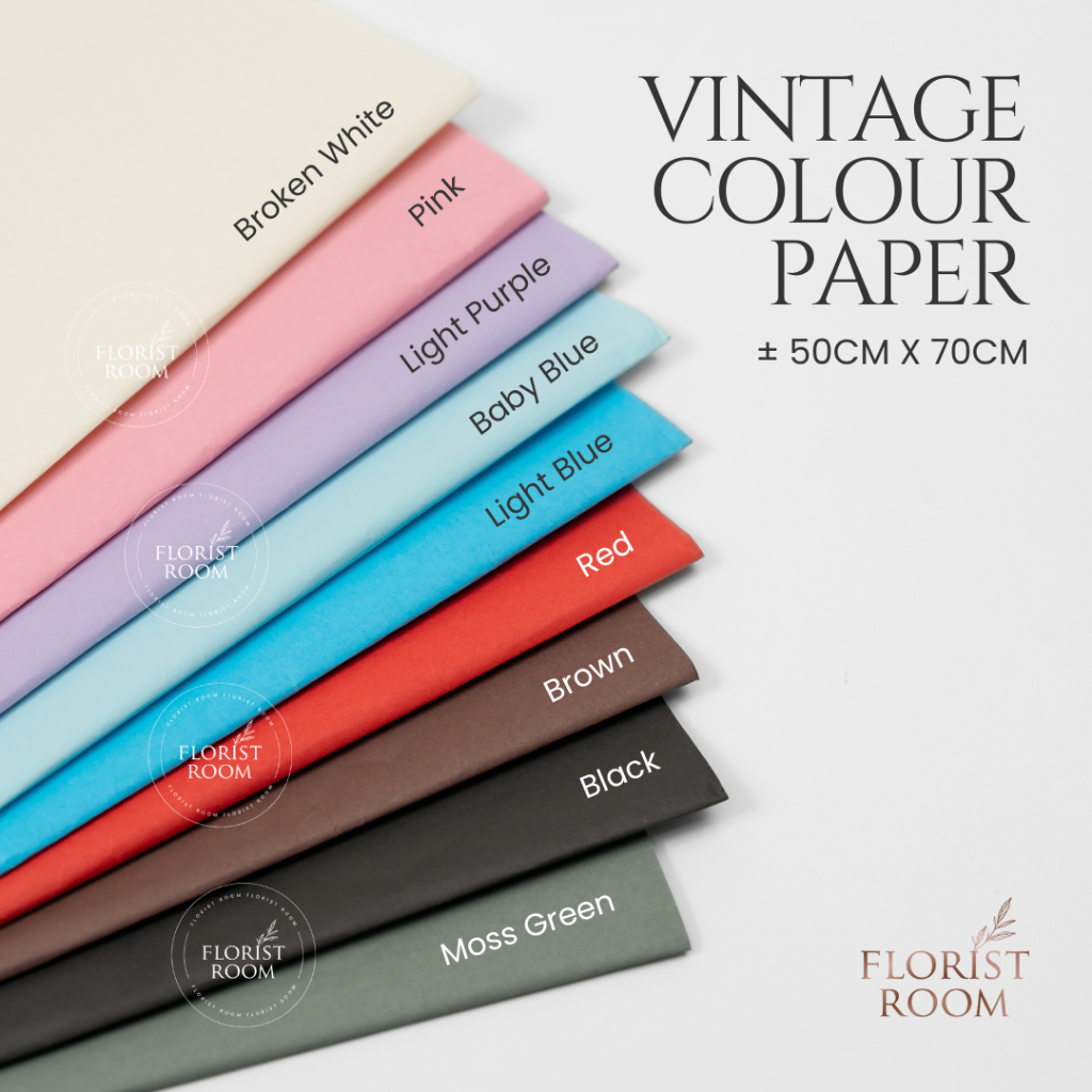 

25 pcs Vintage Colour Paper ±50 cm x 70 cm - Kertas Pembungkus - Kraft Paper - Kertas Kado