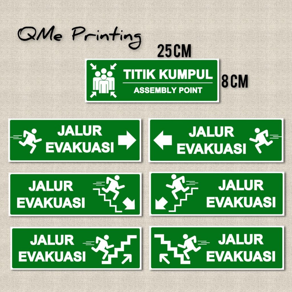 

Stiker VINYL JALUR EVAKUASI LAMINASI GLOSSY WATERPROOF