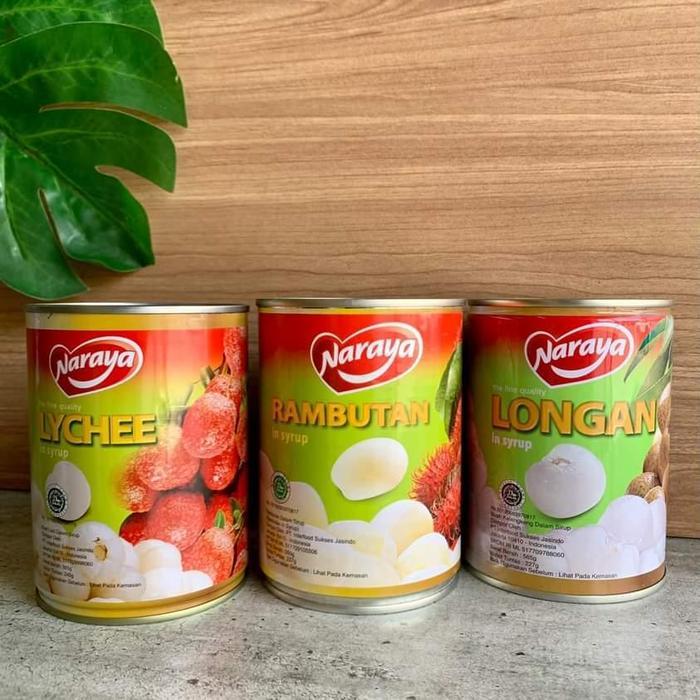 

Naraya Buah Kaleng 565gr - Longan/Rambutan/Lychee in Heavy Sirup - Buah Kaleng Naraya - Buah Siap Saji