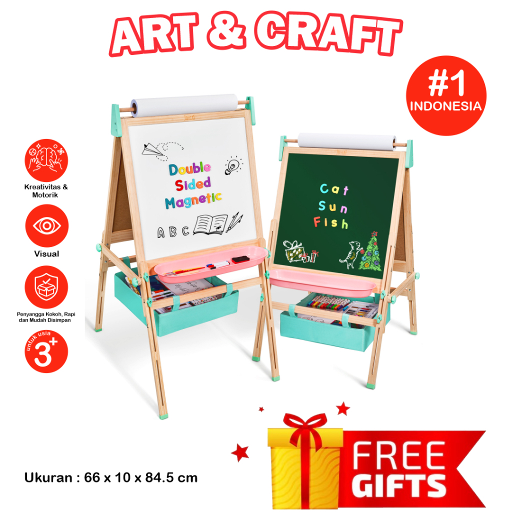 

BONUS FREE GIFT! JOYCAT Papan Tulis Anak Lipat Magnet 2 Sisi – Putih & Hitam | Mainan Edukasi Anak | White & Black Board