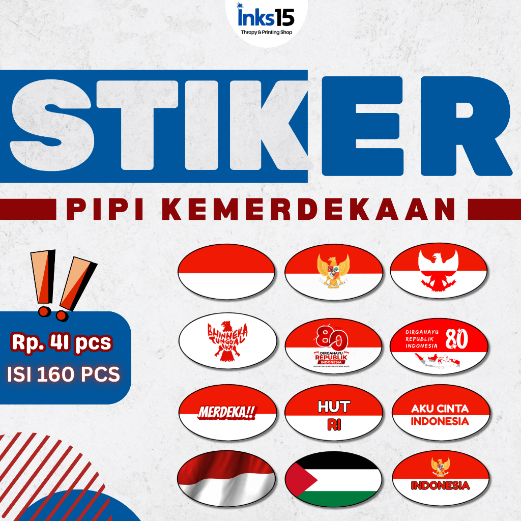 

160pcs Stiker Pipi Chromo Bentuk Oval Merah Putih | Meriahkan 17 Agustus 1945!