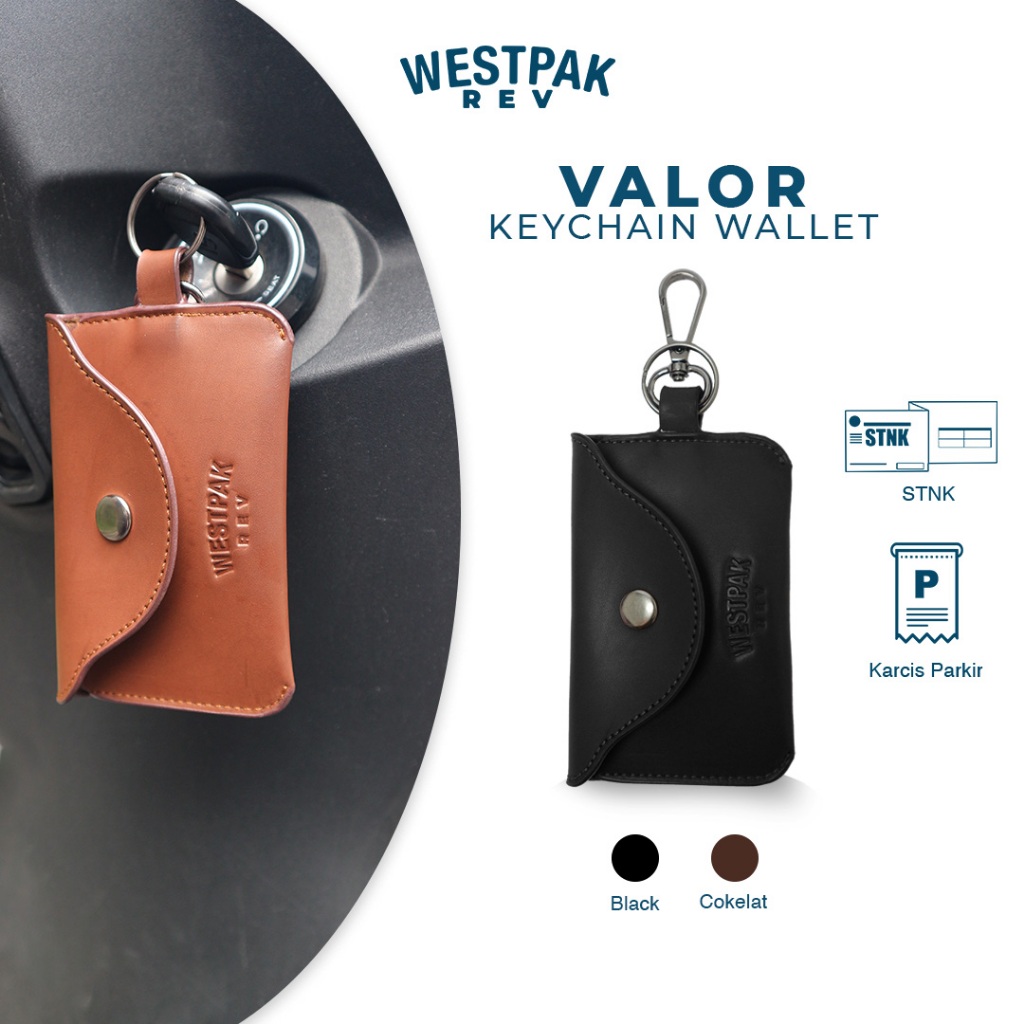 Keychain - Westpak REV Valor - Gantungan Kunci Kulit Motor Dompet STNK Pria Wanita