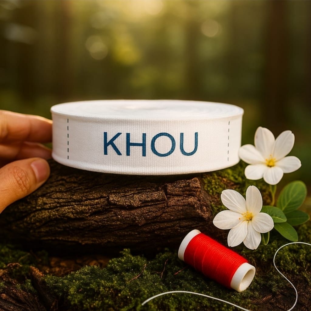 

Sablon label hijab pita katun putih 2 cm