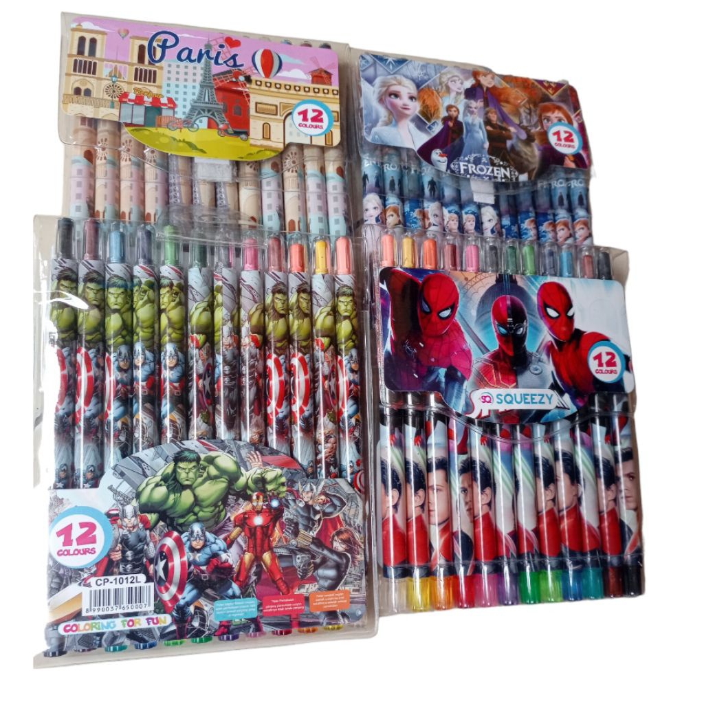 

CRAYON PUTAR 12 COLOUR, KARAKTER 1PAK 12PCS