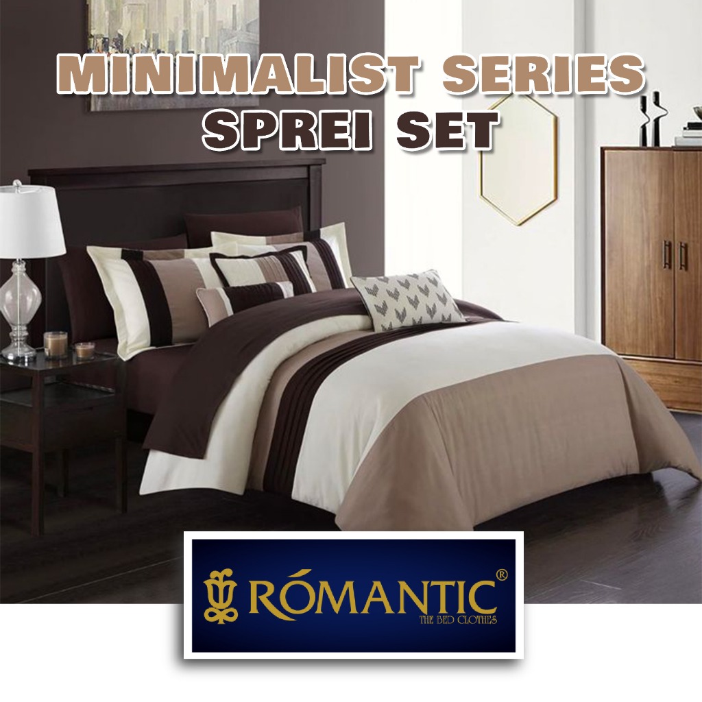 Sprei Set Minimalist Coklat by ROMANTIC Bamboo velvet motif amerika