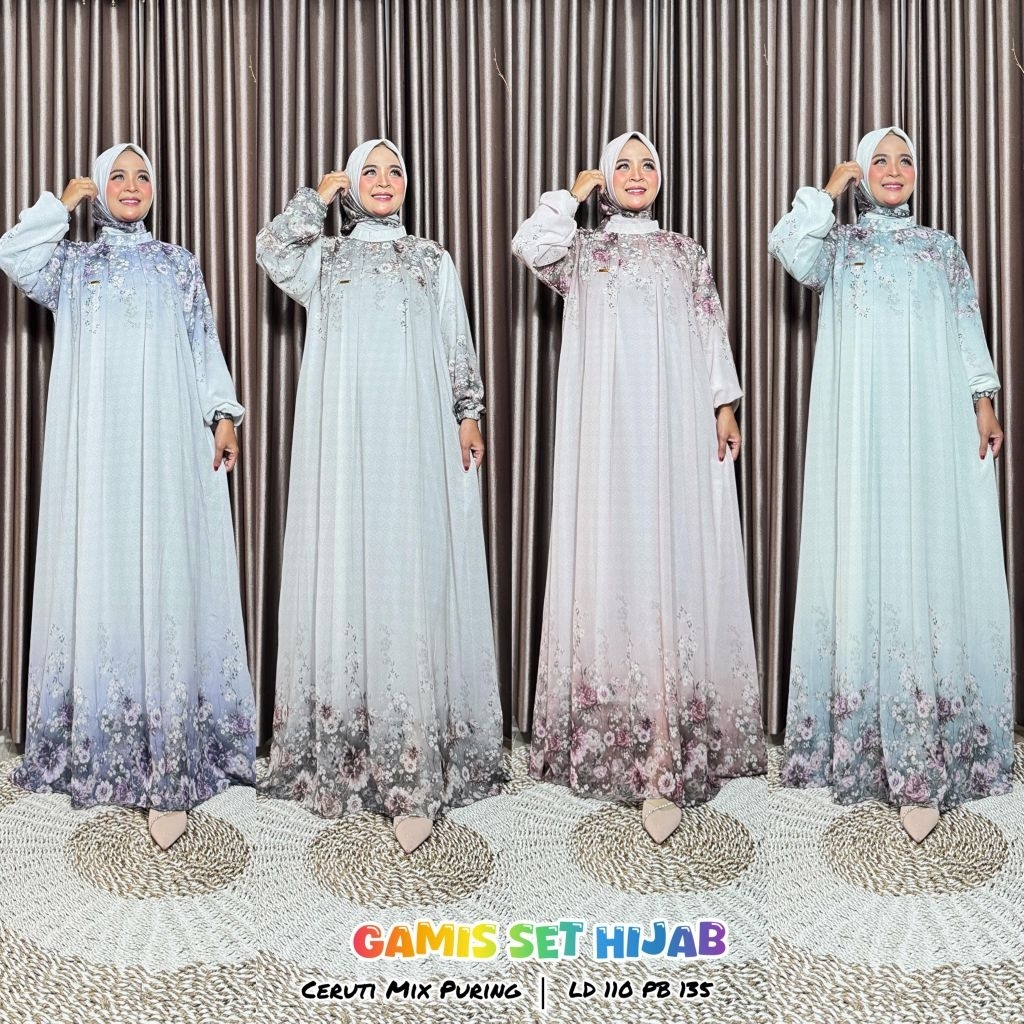 Latifa Dres | Gamis Motif Ceruty Babydoll | Gamis Set Jilbab | Kualitas Premium