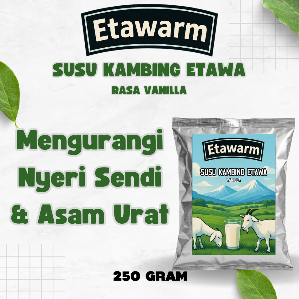 

Susu Etawa ETAWARM Untuk Nyeri Sendi | ETAWARM Susu Kambing Bubuk 250 gram | ETAWARM VANILLA