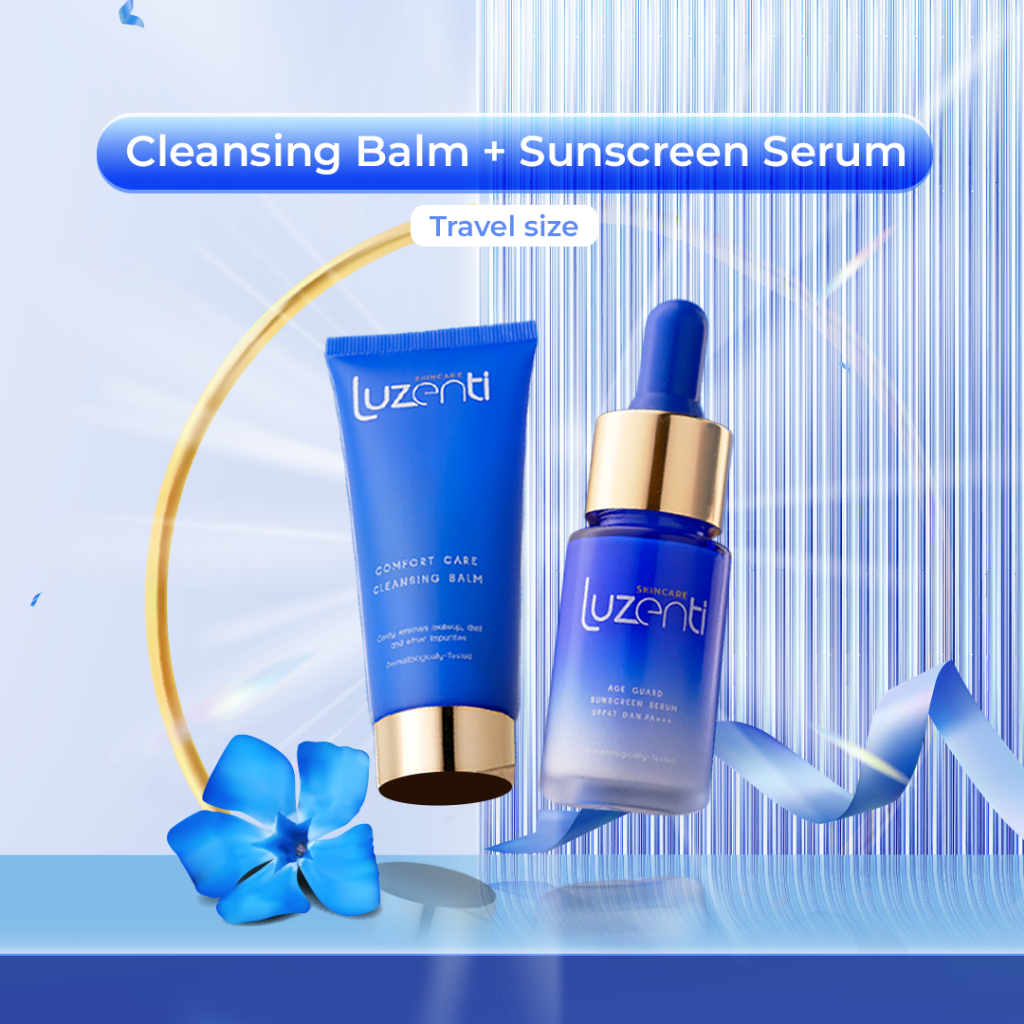Bundling Luzenti Guardian Glow Set Travel Kit : Cleansing Balm & Sunscreen Serum – Travel Size