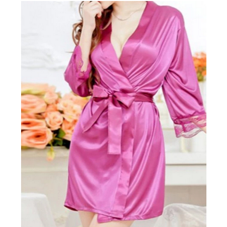 Baju tidur Sexy Kimono Set lace bahan satin