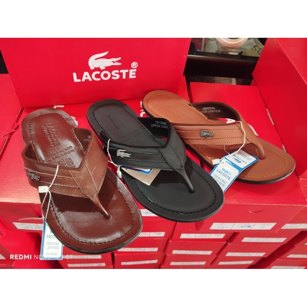 sendal kulit pria terbaru merk lacoste 013