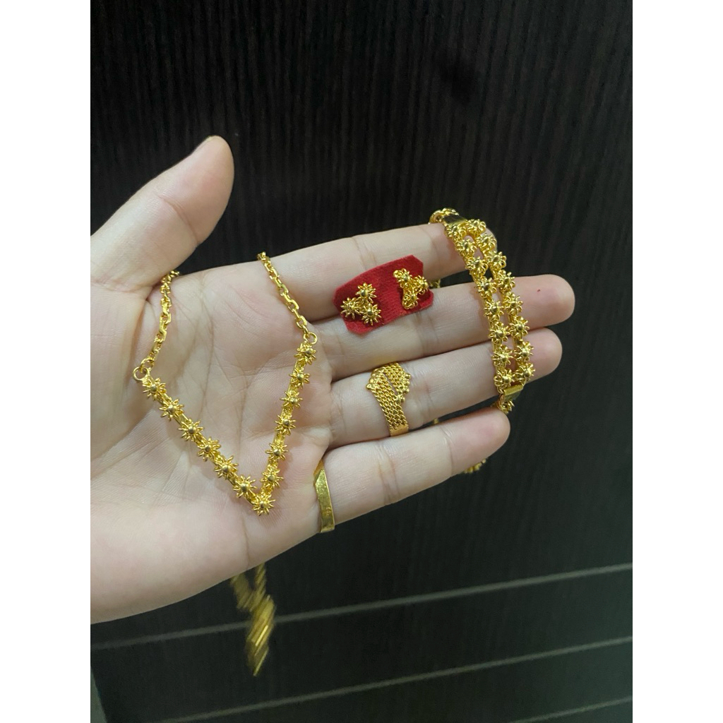 Set matahari cantik replika emas 24k cantik super mewah mirip emas london