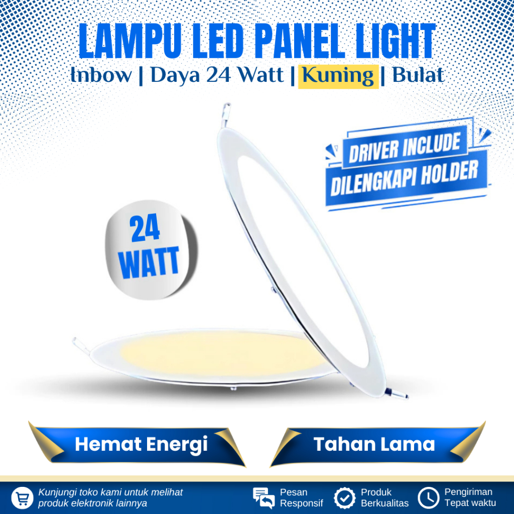 LAMPU DOWNLIGHT LED INBOW 24 WATT BULAT CAHAYA KUNING LAMPU LED PANEL LIGHT 24 WATT INBOW BULAT