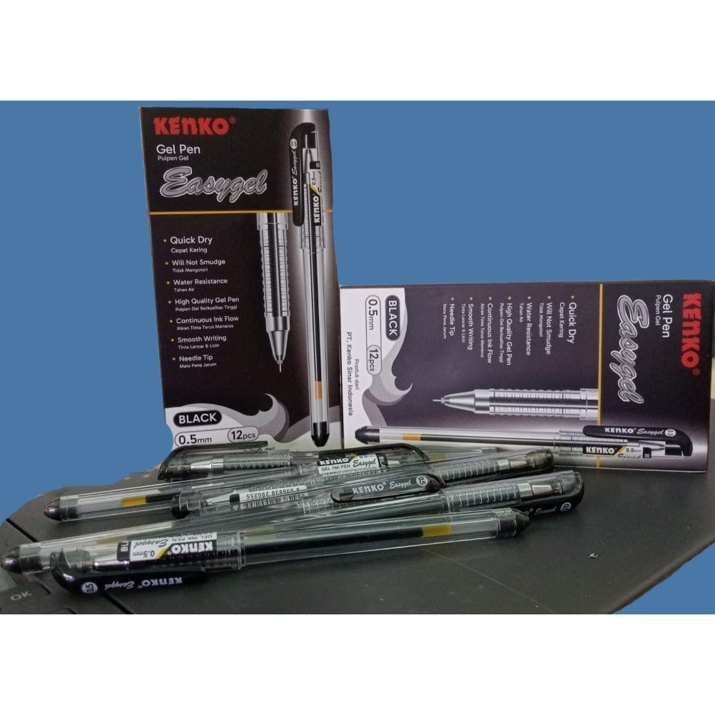

PULPEN / PENA / GELPEN KENKO EASY GEL 0,5MM 1 kotak 12 Pcs (1 lusin) HITAM