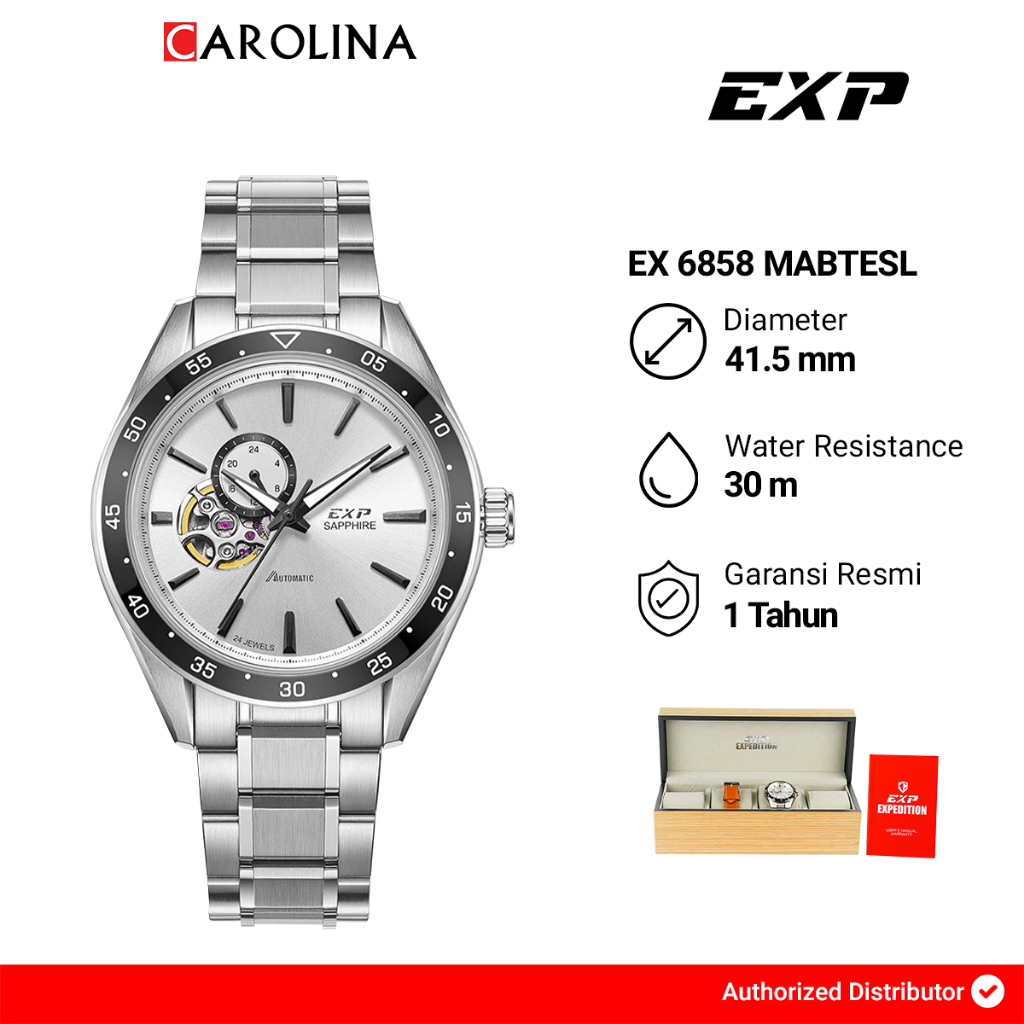 Jam Tangan Pria Expedition Exp Chronograph Exp EX 6858 MABTESL Silver Dial Silver Stainless Steel St