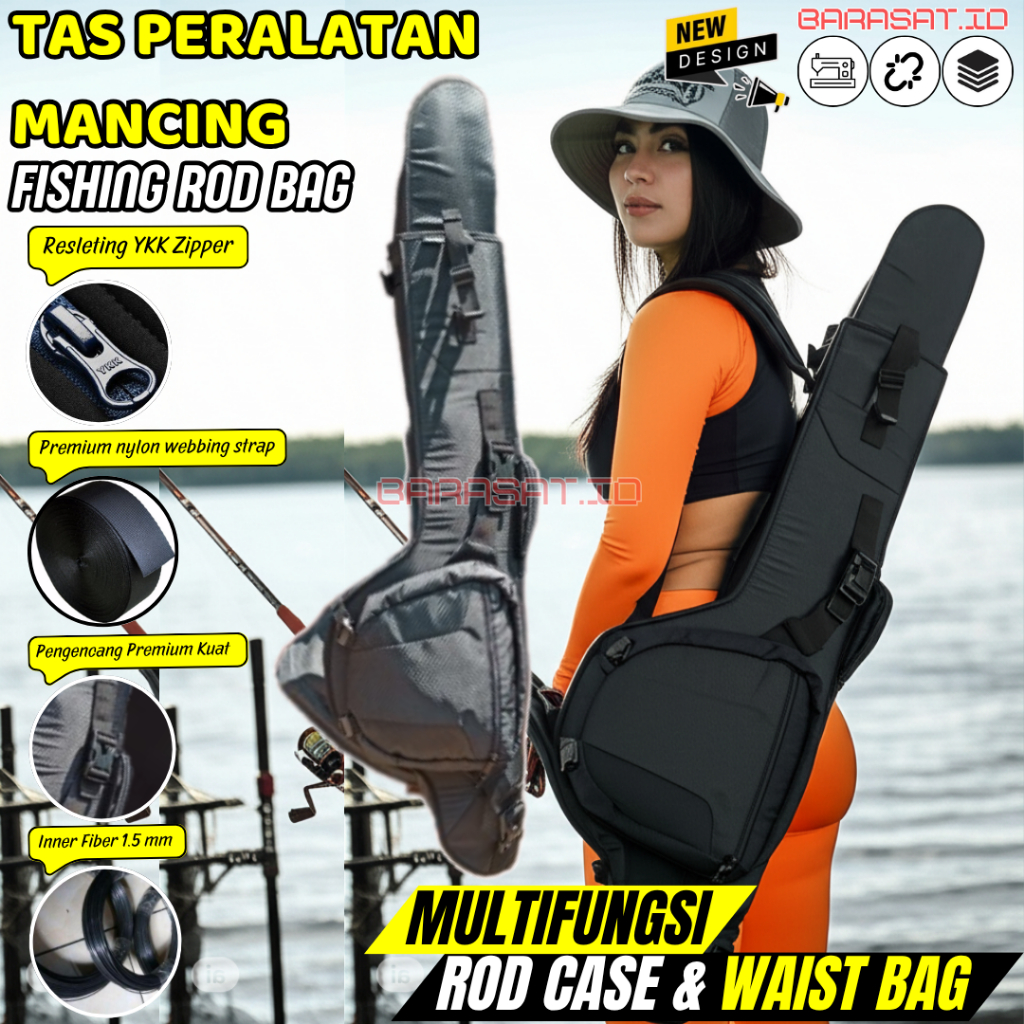 Tas Pancing Mancing Bahan Tebal Kuat Premium aksesoris keren Ransel Terbaik Jumbo 4 Joran Selempang