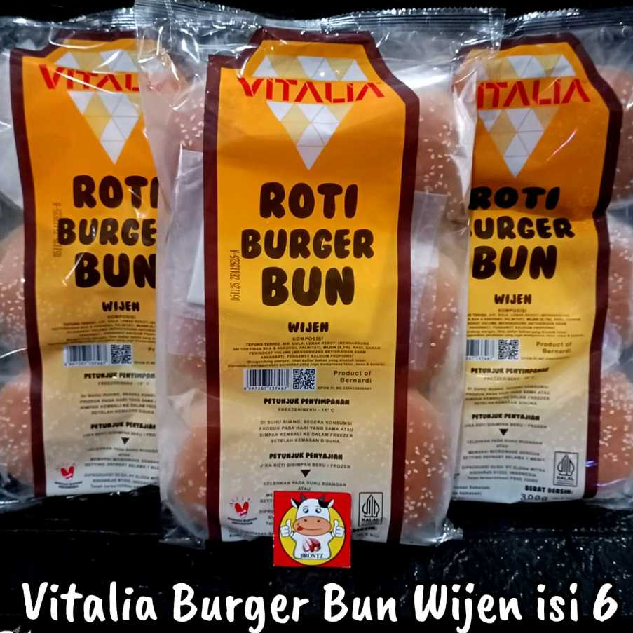 

VITALIA ROTI BURGER BUN WIJEN 300GR ISI 6 PCS - FROZEN FOOD - BRONTZ JOGJA